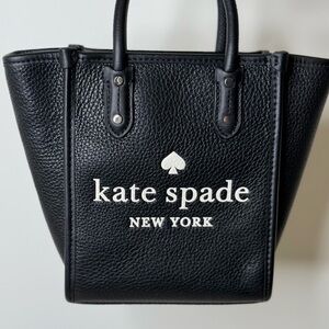 KATE SPADE Mini Ella Black Pebbled Leather Tote Bag EUC